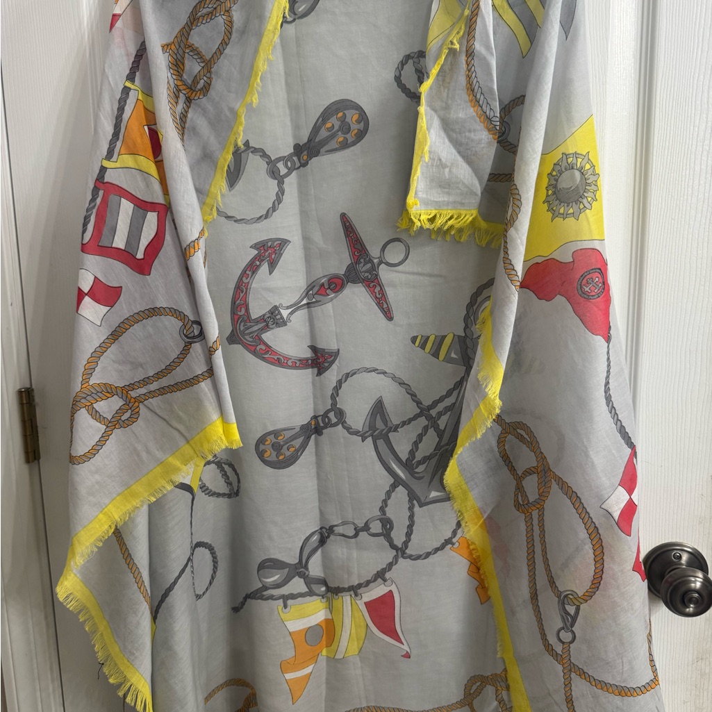Aratta Nautical Gray And Yellow Scarf Aratta Nautical Gray And Yellow Scarf